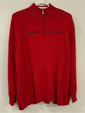 Vintage Tommy Hilfiger 1/4 zip knit pullover embroidered logo